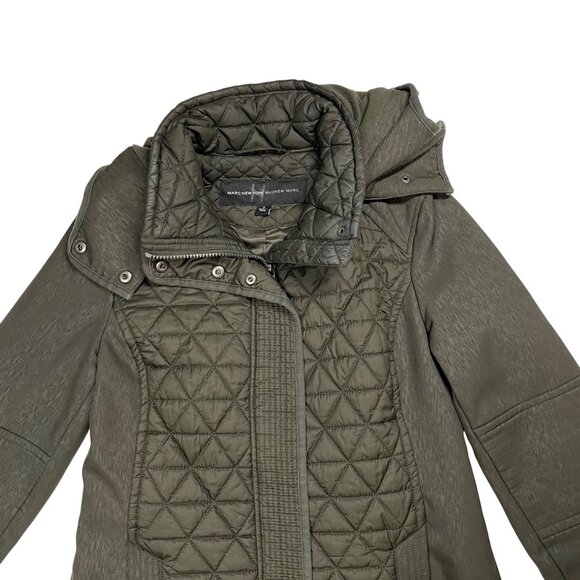 Marc New York Quilted Olive Green Hooded Coat Women's S Small - Picture 3 of 14